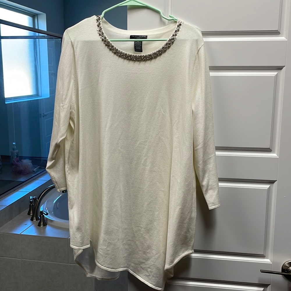 Chelsea and Theodore rhinestone embellished top